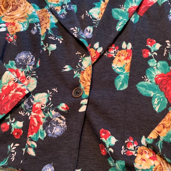 Xhilaration Navy Print Jacket Blazer - Picture 4 of 6